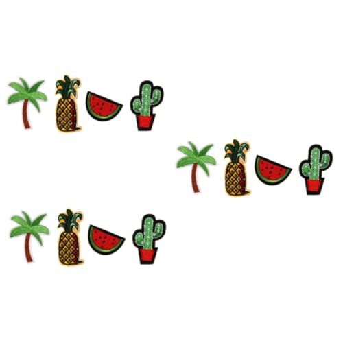 DOITOOL 3 Sätze Teiliges Aufnäher Für Kleidung Diy Stickerei Patches Mit Ananas Wassermelone Kokosnussbaum Und Kaktus Für Jacken Jeans Und Taschen Selbstklebend Und Dekorativ 12 Stück * 3 von DOITOOL