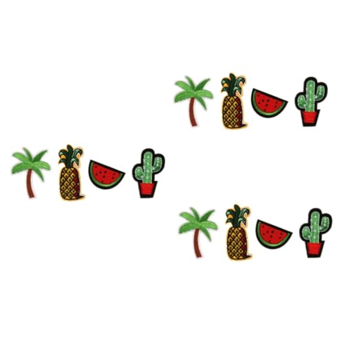 DOITOOL 3 Sätze Teiliges Diy Stickerei Aufnäher Für Kleidung Ananas Wassermelone Kokospalme Kaktus Bunte Patches Für Jeans Taschen Jacken Und Dekoration 12 Stück * 3 von DOITOOL