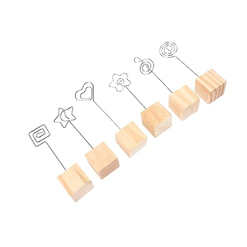 DOITOOL 3 Sätze Vielseitige Desktop Notizclips Mit Holzquadratbasis Dekorative Tischaccessoires Für Fotos Menükarten Und Notizen 6 Stücke * 3 von DOITOOL