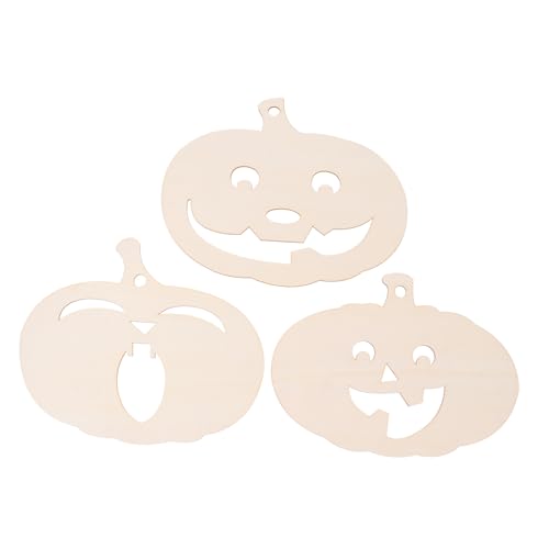 DOITOOL 3 Stk. Teiliges Halloween Holz Kürbis Unbemalt DIY Bastelset für Robuste Holzplatten in Verschiedenen Langlebig und Bruchfest für Herbstdeko und Kreative Malprojekte von DOITOOL