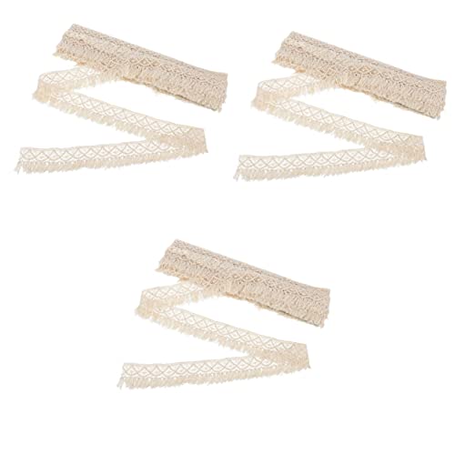 DOITOOL 3 Stück 10 Accessoires Mit Quastenspitze Stoffspitze Für Spitzendekoration Blumen- Randbesatz Mit Quasten Kleidung Blumendekoration Nähen Trimmen Grenze Baumwollfaden Beige von DOITOOL