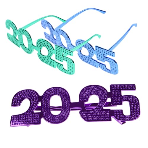 DOITOOL 3 Stück 2025 Brille Futuristisch Party-brillen- Gläser Neu Jahresbrille Für Erwachsene Augendekoration Party -requisiten Partyzubehör Anzahl Brillen Plastik DOITOOL 3 Stück 2025 Brille Futuristisch Party-brillen- Gläser Neu Jahresbrille Für Erwachsene Augendekoration Party -requisiten Partyzubehör Anzahl Brillen Plastik von DOITOOL