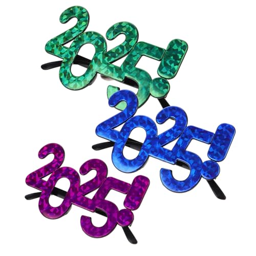 DOITOOL 3 Stück 2025 Brillen Sonnenbrillen Stern 2025 Brillen 2025 Glitzerbrillen Neujahrs Requisite Neujahrs Partyzubehör Augen Brillen 2025 Neujahrs Brillenrahmen Rosa von DOITOOL