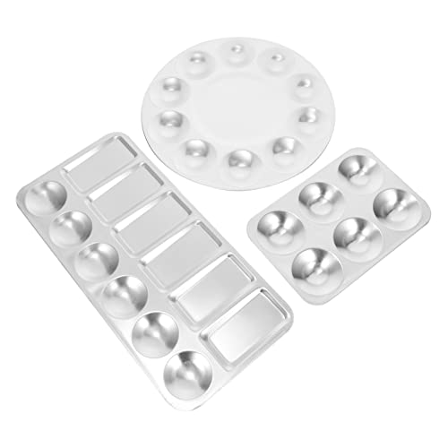 DOITOOL 3 Stück Aluminium Farbmischpalette Teiliges Set mit Rund Langlebig Leicht Wiederverwendbar für Aquarell Acrylfarben Gouache Malerei Zubehör von DOITOOL