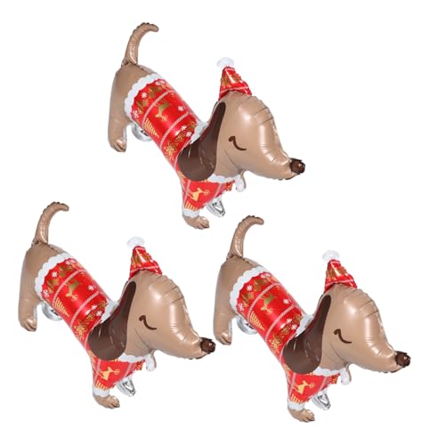 DOITOOL 3 Stück Aufblasbare Dachshund Luftballons aus Aluminiumfolie Langlebig und Glänzend Lustige Dackelform für Weihnachts Halloween-partydekoration Einfache Handhabung für von DOITOOL