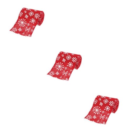 DOITOOL 3 Stück Breites Juteband mit Weißem Schneeflocken Motiv Lang Rotes Geschenkband für Weihnachtsdeko DIY Basteln Hochzeit Rustikales Naturmaterial Vielseitig Einsetzbar DOITOOL 3 Stück Breites Juteband mit Weißem Schneeflocken Motiv Lang Rotes Geschenkband für Weihnachtsdeko DIY Basteln Hochzeit Rustikales Naturmaterial Vielseitig Einsetzbar von DOITOOL