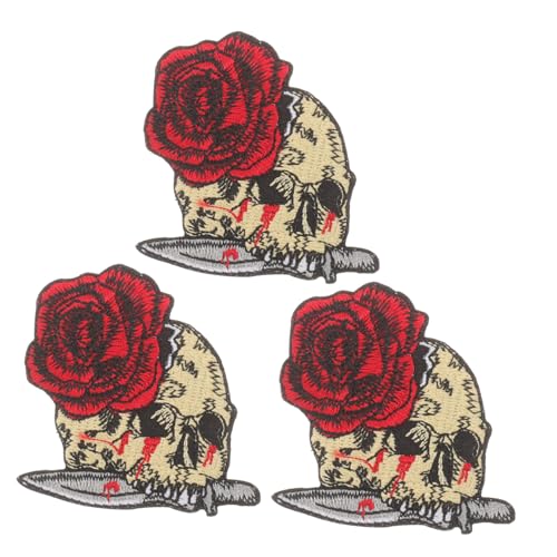 DOITOOL 3 Stück Dekorative Skull Patches für Kleidung DIY Aufnäher Bestickte Patches für Kreative Bastelprojekte und Reparaturen an Kleidung Taschen und Mehr von DOITOOL