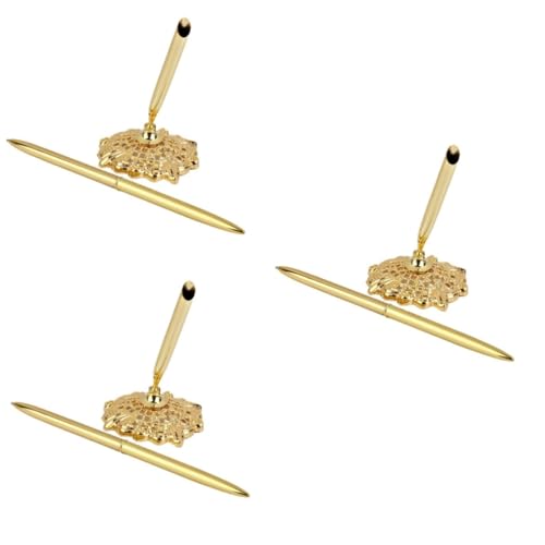 DOITOOL 3 Stück Eleganter Goldener Signing Pen mit Drehbarem Metallhalter Hochwertiger Braut Kugelschreiber für Hochzeits Langlebig und Stilvoll für Besondere Anlässe von DOITOOL