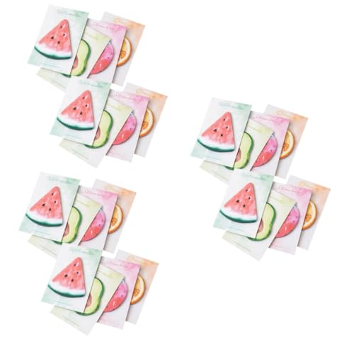 DOITOOL 3 Stück Fruchtförmige Haftnotizen mit Bunten Selbstklebenden Notizblöcken Erdbeer Wassermelonen Orangen und Avocado pro Buch für Schule Büro und Zuhause von DOITOOL