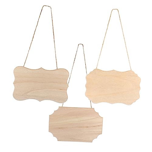 DOITOOL 3 Stück Hölzernes Kunst-Hängezeichen rustikal Planke erste Fälschung hochzeitsdeko hochzeitsdeco Holzschilder für Cafés hängende Holztafel leere Holzschilder zum Aufhängen von DOITOOL