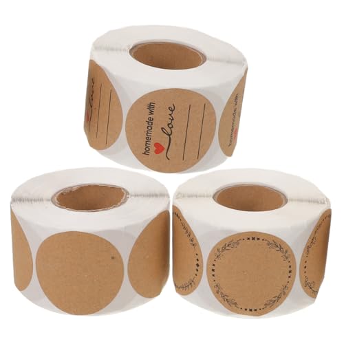 DOITOOL 3 Stück Kraftpapier Aufkleber Rund Selbstklebend Starke Haftung Handschriftlich Beschriftbar Rollverpackte Verpackungsetiketten für Geschenktüten Marmeladengläser Versand und Büro DOITOOL 3 Stück Kraftpapier Aufkleber Rund Selbstklebend Starke Haftung Handschriftlich Beschriftbar Rollverpackte Verpackungsetiketten für Geschenktüten Marmeladengläser Versand und Büro von DOITOOL