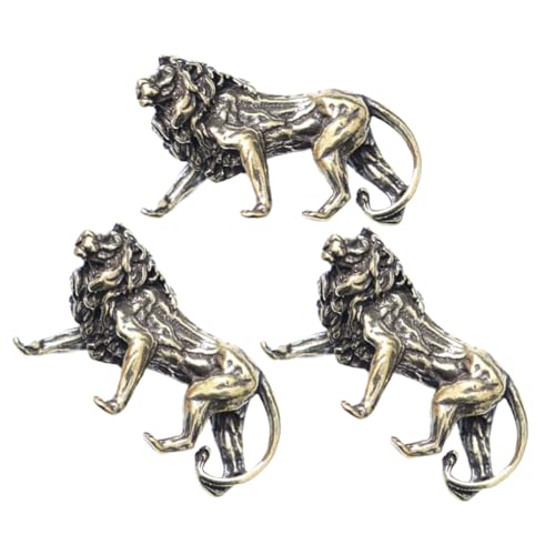 DOITOOL 3 Stück Miniaturisierte Löwenfigur Messing Teiliges Vintage Deko für Home Office und Wohnzimmer Langlebige Tischdekoration für Sammler und von DOITOOL