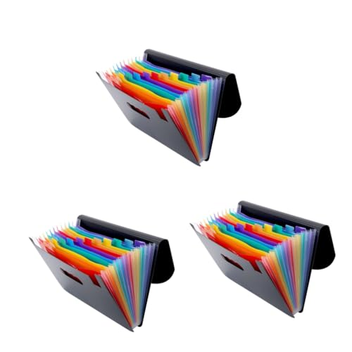 DOITOOL 3 Stück Rainbow Portable File Folder Multifunktionale Dokumentenmappe für Schule und Büro Leicht Robust zur Organisation Wichtiger Unterlagen und Papiere von DOITOOL