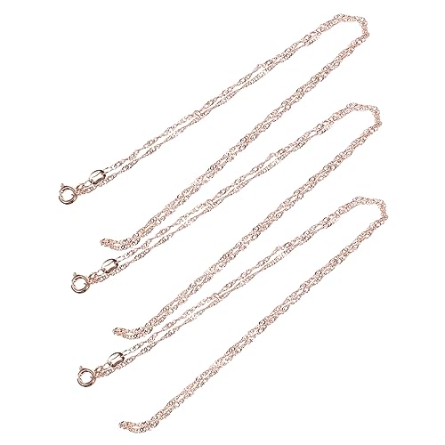 DOITOOL 3 Stück Roségold Überzogene Kupferkette DIY Schmuckketten für Damen Glatte Oberfläche Vielseitige Bastelketten für Personalisierte Halsketten von DOITOOL