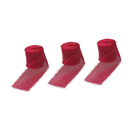 DOITOOL 3 Stück Teiliges Chiffonband für DIY Geschenkbänder Hochzeit und Blumenstrauß Dekoration Handgemachte Schleifenbänder Bordeauxrot pro für Geschenkverpackungen und Feste von DOITOOL
