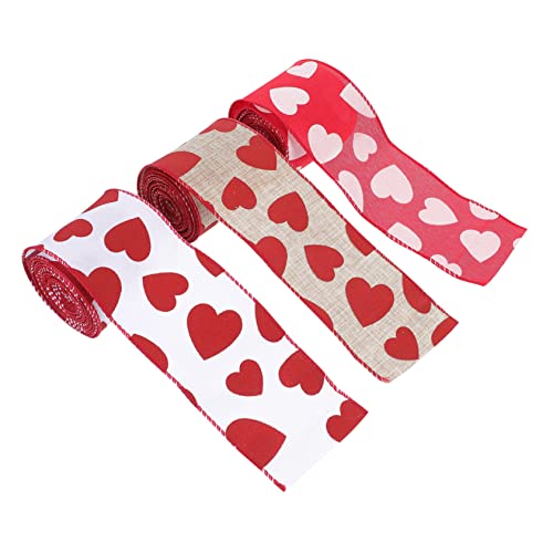 DOITOOL 3 Stück Teiliges DIY Schleifenband Set Valentinstag Geschenkband Hochwertigem Sicherem Imitat Leinenstoff für Hochzeit Party Geschenkverpackung Basteln und Festliche Dekoration von DOITOOL