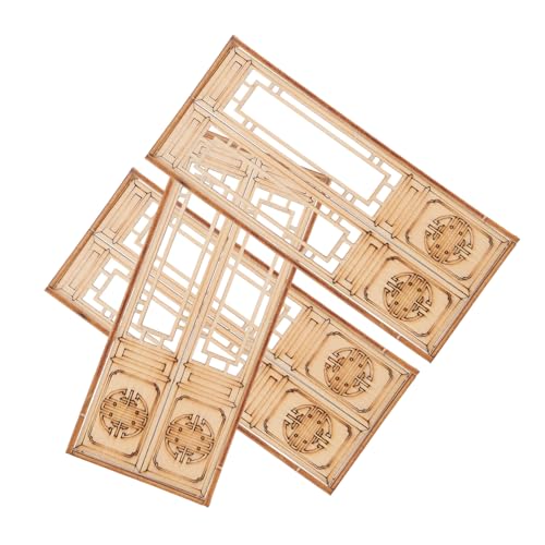 DOITOOL 3 Stück Teiliges Miniatur Holz Doppeltüren Bewegliche Türen Traditioneller Chinesischer Huistyle Vielseitig für Puppenhaus Möbelzubehör Diy Dekoration Sammler und Bastler von DOITOOL