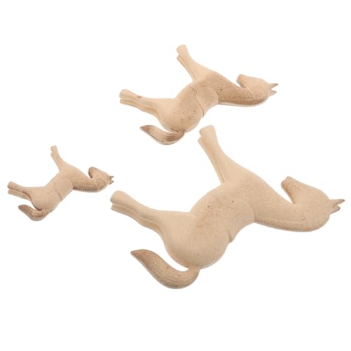 DOITOOL 3 Stück Teiliges Unbemalte Holzpferde-figuren DIY Malset Klassische Tierstatue Holzpferdeskulptur für Wohn Bürodekoration Weihnachts Neujahrsgeschenk für von DOITOOL