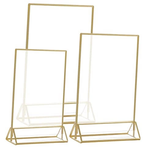 DOITOOL 3 Stück Transparenter Tischmenühalter mit Metallbasis Abnehmbarer Acrylständer für Menüs Fotos und Beschilderungen für Restaurants Geschäfte und Veranstaltungen von DOITOOL