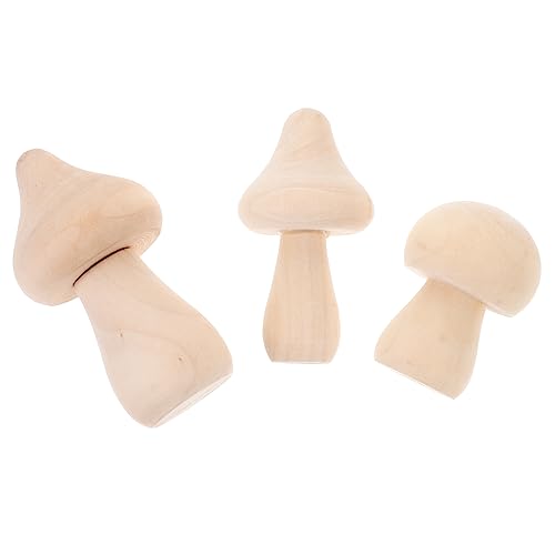DOITOOL 3 Stück Unbemalte Holzpilze für Diy Bastelprojekte Holzpilze zum Bemalen und Dekorieren von Partys Kinderspielzeug und Kreativen Handarbeiten von DOITOOL