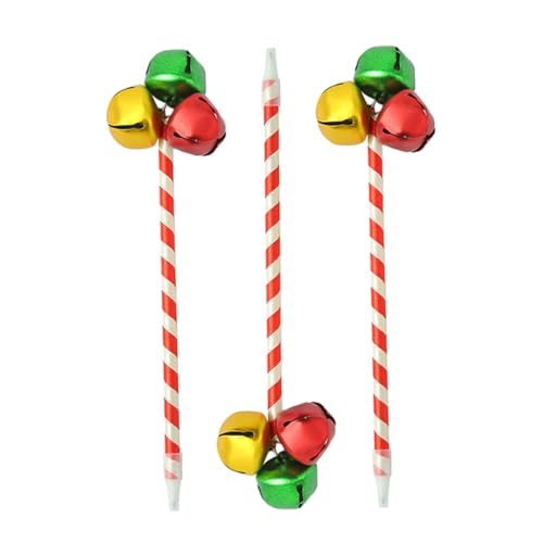 DOITOOL 3 Stück Weihnachtliche Kugelschreiber mit Jingle Bell Design Rot Grün Glattes Schreiben Festliche Stifte für Büro Schule und Partygeschenke Langlebig und Zuverlässig von DOITOOL