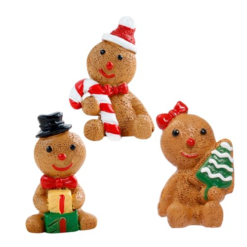 DOITOOL 3 Stück Weihnachtsgingerbread -Mann Dekoration Lebkuchenfiguren Feiertagspartyzubehör Lebkuchen-Tischdekoration Lebkuchen -Mann Ornamente für Schreibtisch Lebkuchenverzierung Harz von DOITOOL