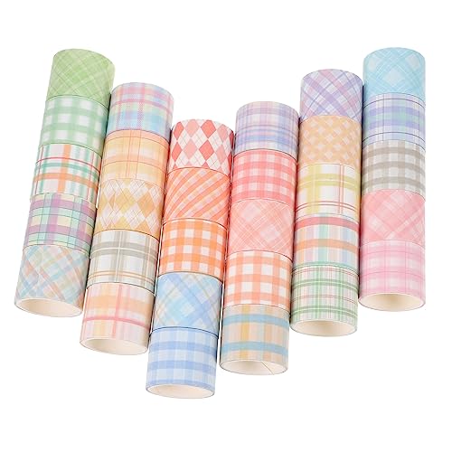 DOITOOL 30 Rollen Plaid Handbuchband Kunstband Scrapbooking -Vorräte Sammelalbumpapier Sammelalbum liefert Handwerk retro Washi-Tape für Scrapbooking dekorative Klebebänder Flüsterpapier von DOITOOL