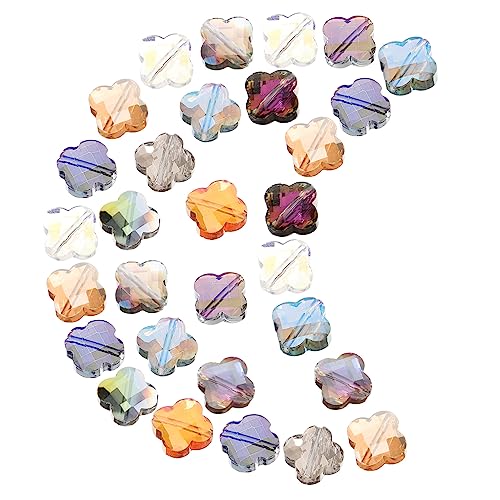 DOITOOL 30 Stück Bunte Glasperlen Vierblättrige Kleeblatt Charms für DIY Schmuckherstellung Abstandshalterperlen für Armbänder und Dekoration von DOITOOL