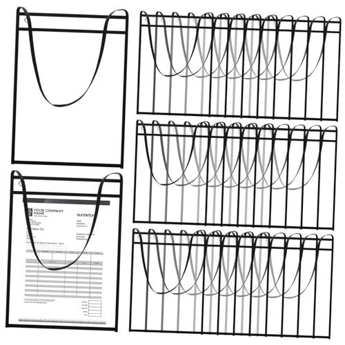 DOITOOL 30 Stück Hängender Tickethalter Wiederverwendbar Lehrer Papier Tasche Ärmel Klassenzimmer Schutzabdeckung Für Die Arbeitserlaubnis Quittungshalter-organisator Pvc Schwarz von DOITOOL