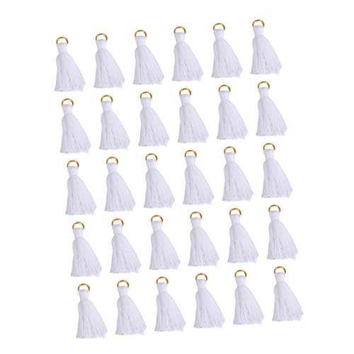 DOITOOL 30 Stück Lesezeichen hängende Ohr bookmarks bastelzeug klappcreolen Schmuckzubehör Taschendekoration Quaste Weiß Makramee Schleife Baumwolle winzig Schlüsselanhänger von DOITOOL