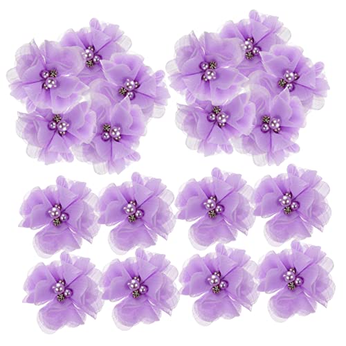 DOITOOL 30 Stück Strass -Perlenabziehbild artificial flower sztuczne kwiaty Dekorative Näharbeiten Blumenstickerei Blumen basteln handgefertigter Blumenstoff dekorative Nähblume pp Violett von DOITOOL