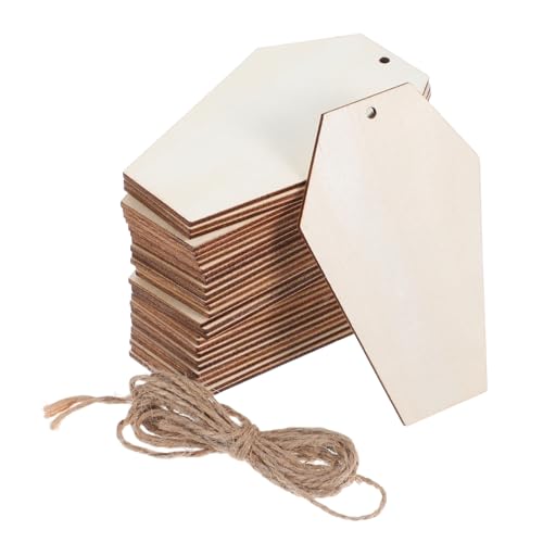 DOITOOL 30 Stück Teiliges Halloween Holzanhänger in Grabsteinform Leichte Vorgebohrte Diy Holzscheiben zum Bemalen Blanko Holzornamente für Kreative Halloween Dekoration und Bastelprojekte von DOITOOL