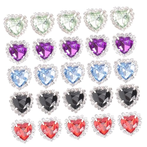 DOITOOL 30 Stück Teiliges Herz-strasssteine zum Aufnähen Glitzernde Schmuckknöpfe mit Krallenfassung Silberfarbene Herz-dekoration für DIY Kleidung Hochzeit Haar Bastelaccessoires von DOITOOL