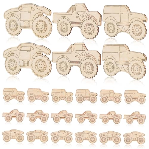DOITOOL 30 Stück Teiliges Monstertruck Holzdekor zum Bemalen Ungefertigte Holzautos Bastelset für Kindergeburtstag Natürliche Holzformen zum Kreativen Bemalen und Partydekoration DOITOOL 30 Stück Teiliges Monstertruck Holzdekor zum Bemalen Ungefertigte Holzautos Bastelset für Kindergeburtstag Natürliche Holzformen zum Kreativen Bemalen und Partydekoration von DOITOOL