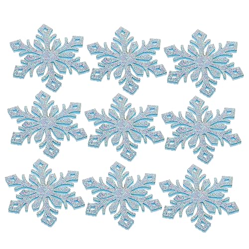 DOITOOL 30 Stück dekorative schneeflocken selber machen Schneeflockenschmuck Blau haarsträhnen zum einklipsen bastelzubehör Schneeflocken-Zubehör Kleidungsflicken Goldpudertuch Blue von DOITOOL