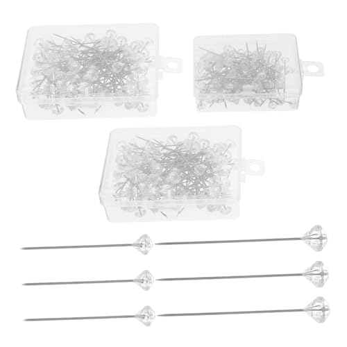 DOITOOL 300 Stück Teiliges Transparente Korsagennadeln mit Diamantkopf Gerade Stecknadeln für Blumensträuße Stabile Leichte Pins für Basteln Schmuck und Dekoration von DOITOOL