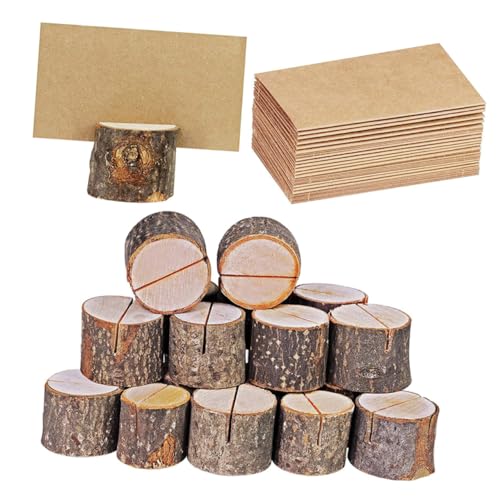 DOITOOL 35 Sätze Holzrinde Memo Holzklemme für Foto Holzklammer für Tisch Menüclip für Restaurant Nummernclip für die Hochzeitsfeier Zettelhalter mit Karte Memo-Ständer aus Holz Protokoll von DOITOOL