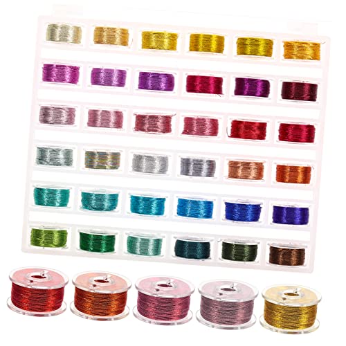 DOITOOL 36 Rollen Stickgarn Floss Kreuzstich DIY Glitzerfaden Sticken Nähen Goldfaden Für Dicke Dekorative Braune Spulen Fäden Zubehör Nähgarn Kunststoff von DOITOOL