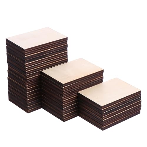 DOITOOL 36 Stück Diy Holzstücke Unbehandelte Holzplatten für Kreative Bastelprojekte für Malen Gravieren und Dekoration Umweltfreundliches Material von DOITOOL