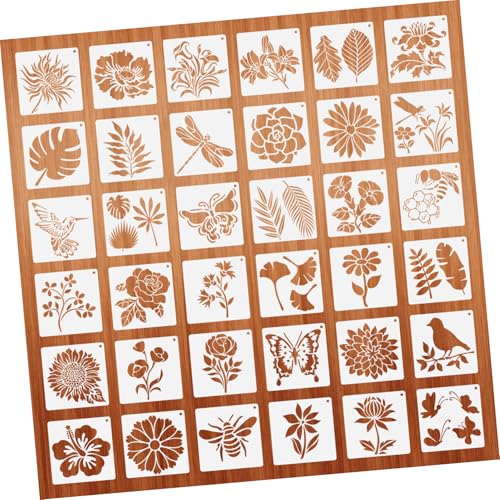DOITOOL 36 Stück Malvorlage Bienenstock-Schablone Blumen- Vogel-Schablone Zeichnung für Handwerk schablonen Malzubehör zum Selbermachen Wandmalerei Vorlage Wandblumenvorlagen das Haustier von DOITOOL