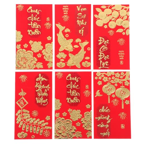 DOITOOL 36 Stück Rote Umschläge mit Metallic Details Wasserdichte Li Xi Halter für Bargeld und Segenskarte für Lunar Year Fest von DOITOOL