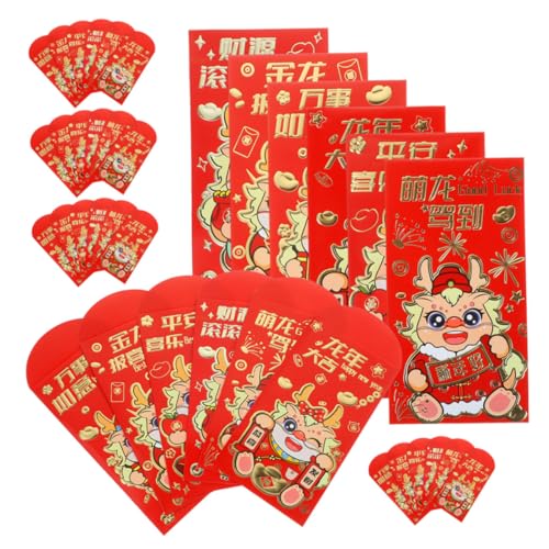 DOITOOL 36 Stück Teiliges Rote Umschläge Jahr Des Drachen Große Chinesische Festtagsumschläge für Lunar Year Hochzeit Vielseitig Einsetzbar Traditionelle Hong Bao Geschenkumschläge von DOITOOL