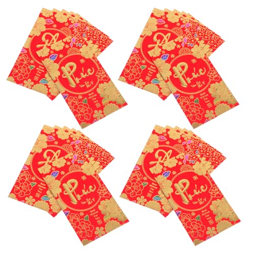 DOITOOL 36 Stück Vietnamesische Rote Umschläge für Neujahrsfest Kulturelle Glücksgeldbeutel für Frühlingsfest Feierlichkeiten Traditionelles Design für und Hochzeiten von DOITOOL