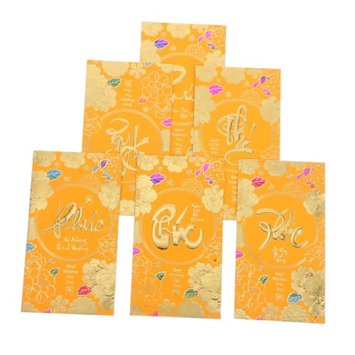 DOITOOL 36 Stück Vietnamesisches chinesisches Neujahr Rotpaket li xi Umschläge chinesische rote taschen Tet rote Umschläge Rotes Paket Vermögen Umschlag Vietnamesische Hong Bao Papier Gelb von DOITOOL