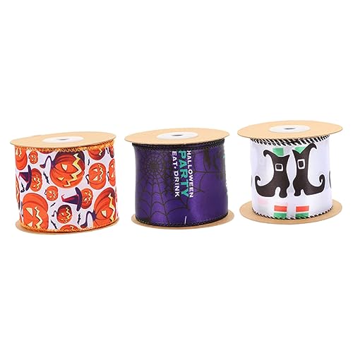 DOITOOL 3Rollen Halloween Geschenkbänder mit Drahtrand Kürbis und Spinnenmuster Yards Rolle für DIY Kränze Geschenkverpackungen und Party Dekorationen DOITOOL 3Rollen Halloween Geschenkbänder mit Drahtrand Kürbis und Spinnenmuster Yards Rolle für DIY Kränze Geschenkverpackungen und Party Dekorationen von DOITOOL