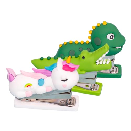 DOITOOL 3Stücke Cartoon Handhefters Hefter für Büro und Schule Süßer Handhefters im Dinosaurier Einhorn und Design Tragbar und Langlebig Geschenkidee von DOITOOL