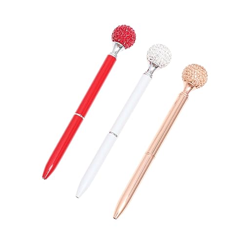 DOITOOL 3Stücke Kreative Diamant Metall Kugelschreiber Roségold Rot Und Weiß Glamouröse Bürobedarf Für Schule Und Büro von DOITOOL