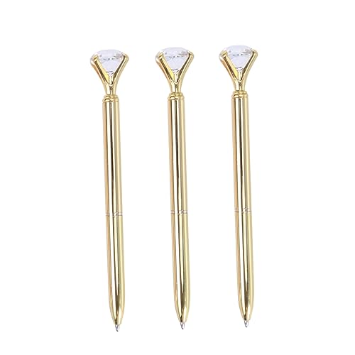 DOITOOL 3Stücke Kugelschreiber mit Großem Diamant Metallischer Kugelschreiber Goldene Schreibgeräte für Schule und Bürobedarf für Freunde und Familie von DOITOOL