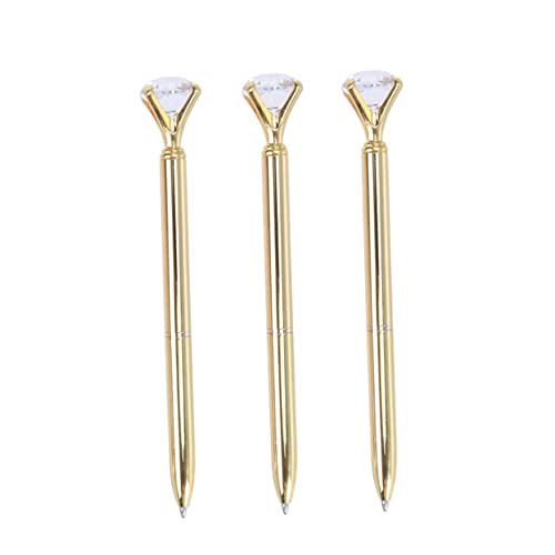 DOITOOL 3Stücke Kugelschreiber mit Großem Diamant Metallkugelschreiber Gold für Büro und Schule Langlebig und für Familie und Freunde von DOITOOL