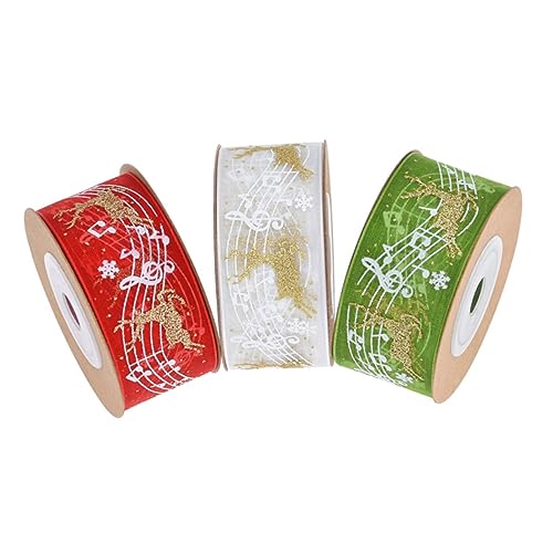 DOITOOL 3Stücke Weihnachtsbänder Geschenkbänder Hochwertigem Chiffon pro für DIY Dekoration und Geschenkverpackung von DOITOOL